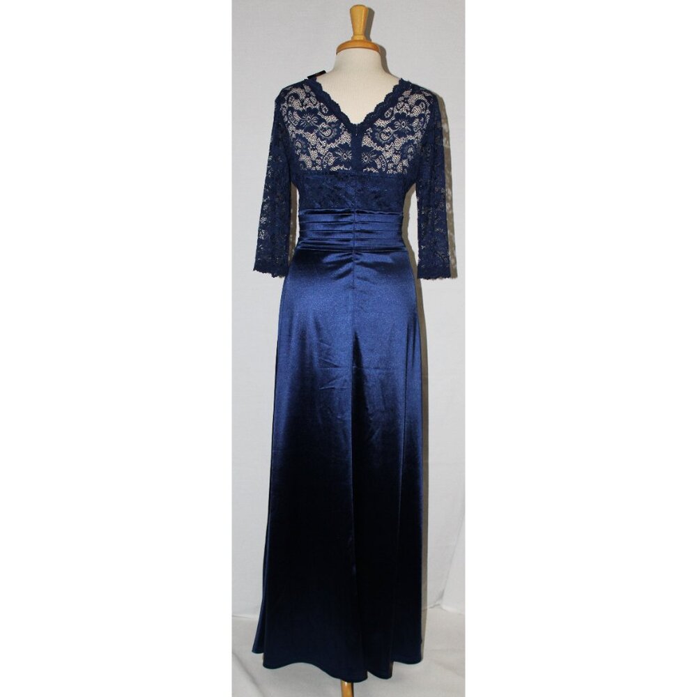 Miusol 3312 Satin & Lace Mother of Bride or Groom Gown-Size XL-NAVY BLUE- NEW - Picture 4 of 8